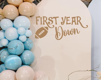 First Year Down Vinyl Decal Removable Sticky Letters  Football Themed 1st Birthday Party (Decal Only)