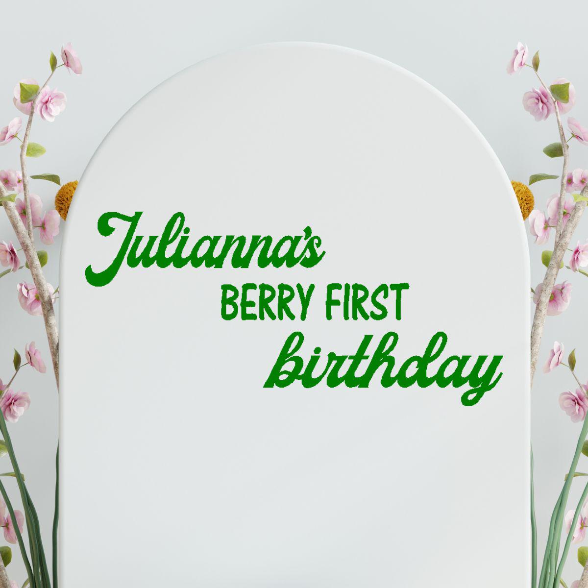 Berry First Birthday Vinyl Decal Sign Happy Birthday Removable Sticker for Balloon Arch Backdrop DIY Themed Birthday Letters