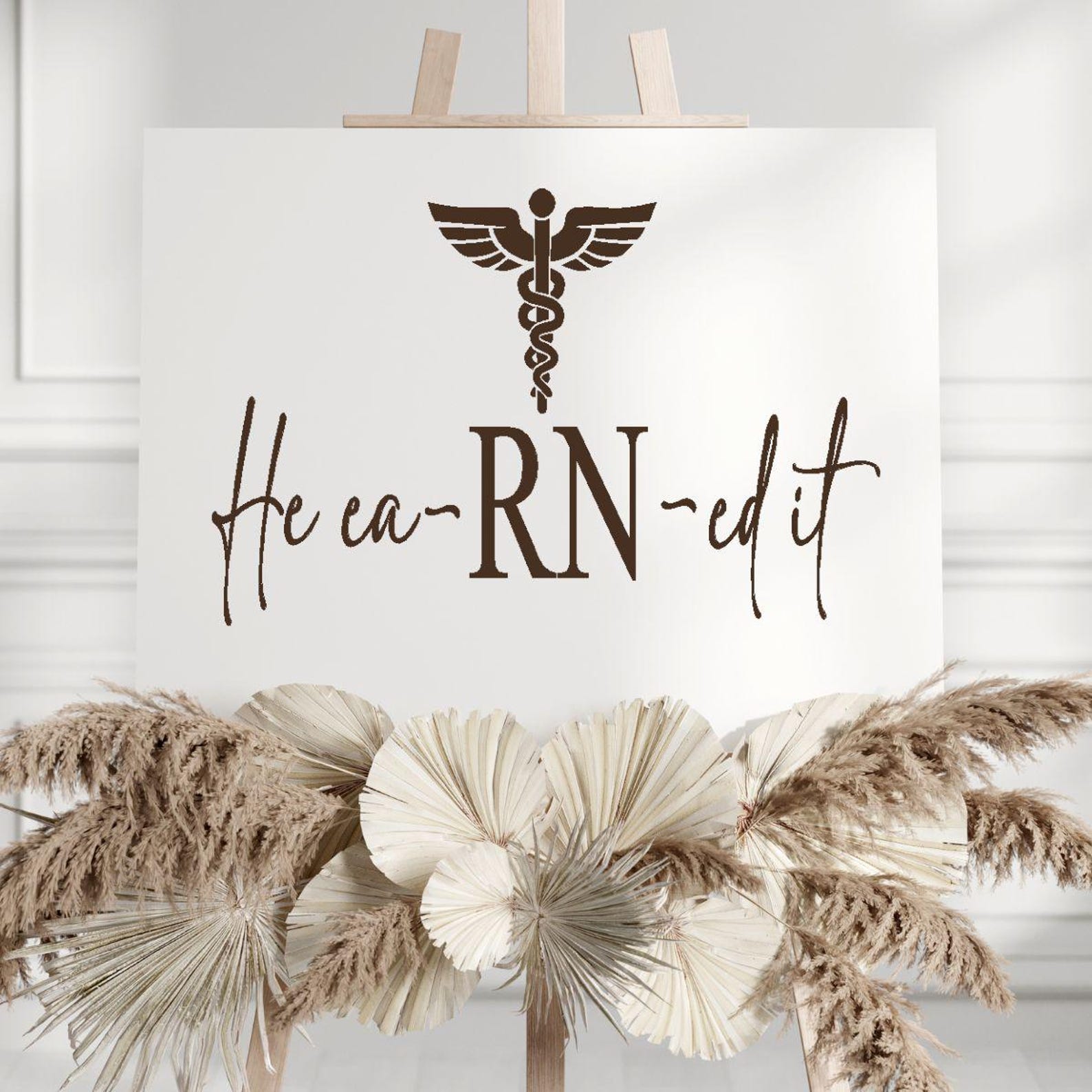 Earned Sign She or He Earned It Vinyl Decal Balloon Arch Graduation Party DIY ...