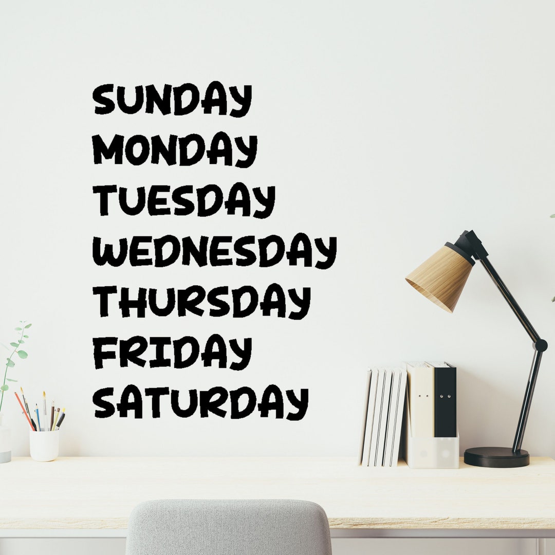 Days of the Week Vinyl Wall Decal Removable Classroom Wall - Etsy