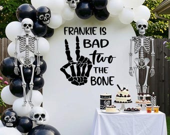 Bad Two The Bone with Personalized Name Vinyl Decal Themed 2nd Birthday Party Balloon Arch Decor (Decal Only)