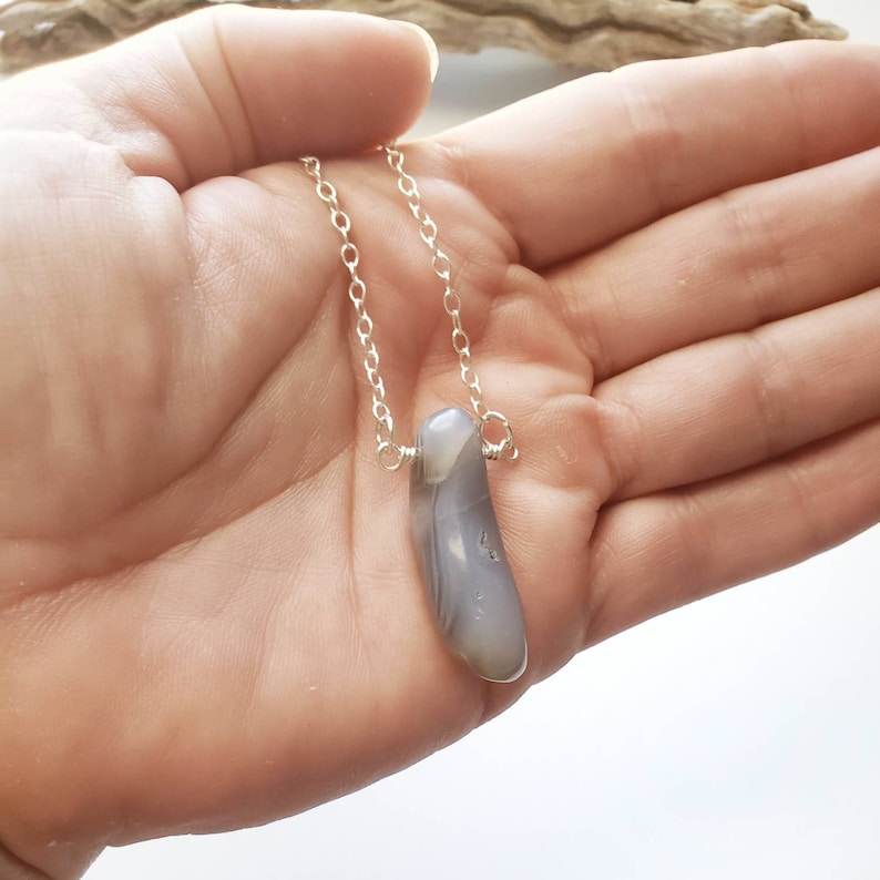 Simple Necklace Gift for Woman Agate Necklace Banded Agate Pendant Botswana Agate Pendant Necklace