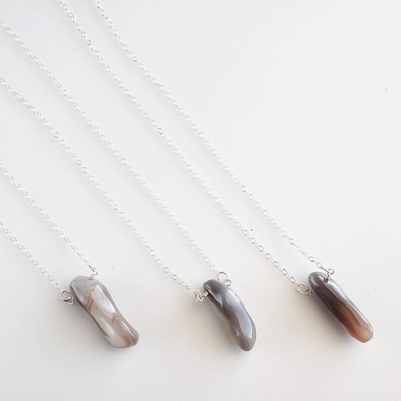 Simple Necklace Gift for Woman Agate Necklace Banded Agate Pendant Botswana Agate Pendant Necklace