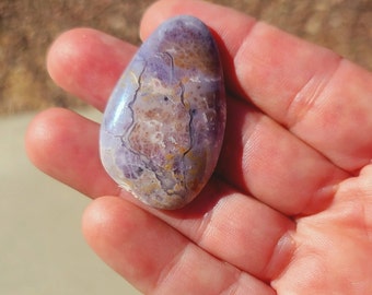 Purple Agate Cabochon, Purple Gemstone, Burro Creek Cabochon, Collector Gemstone, Polished Stone Cab, Arizona Stone Cab