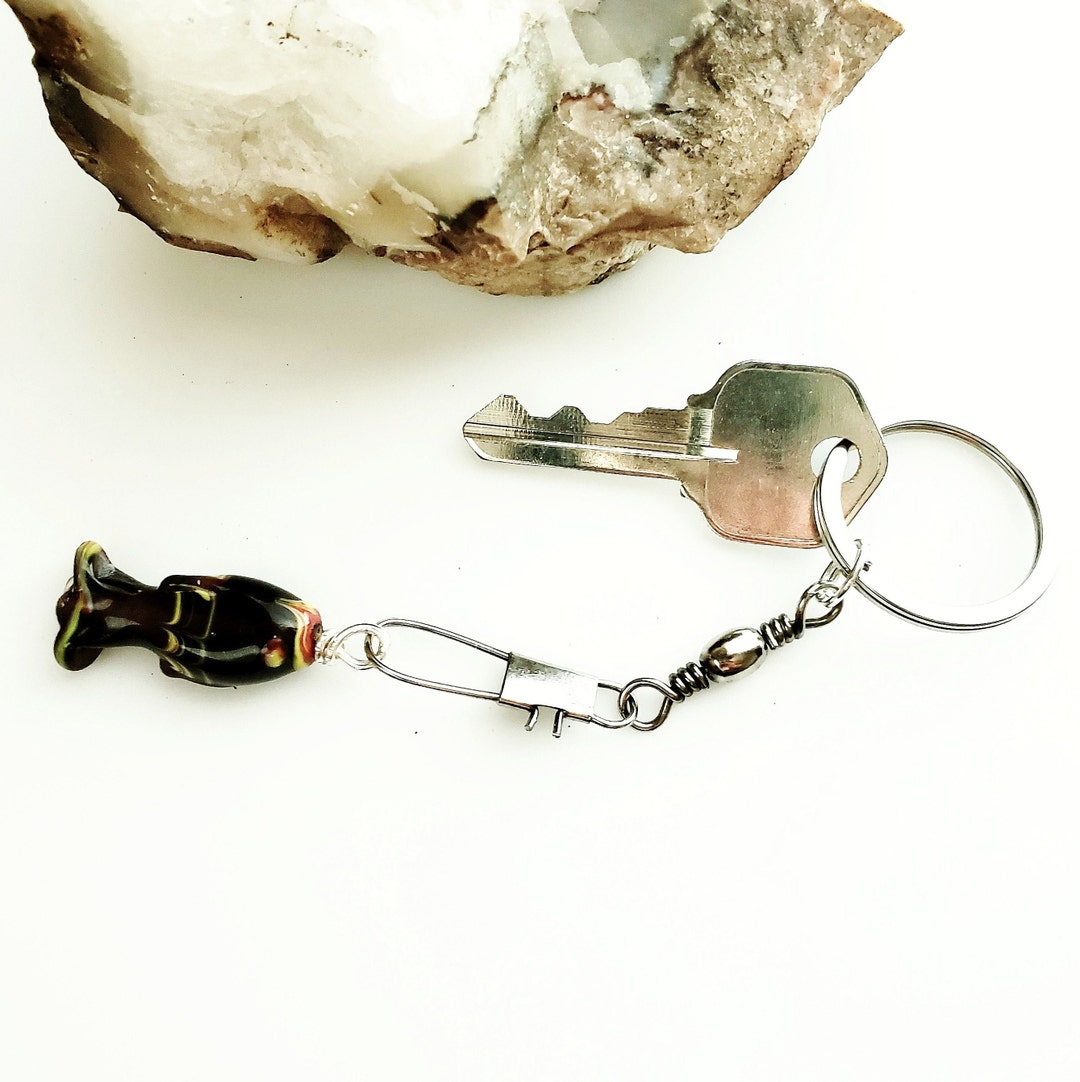 Purple Fish Key Chain, Fishing Key Chain, Unique Key Chain, Glass Fish