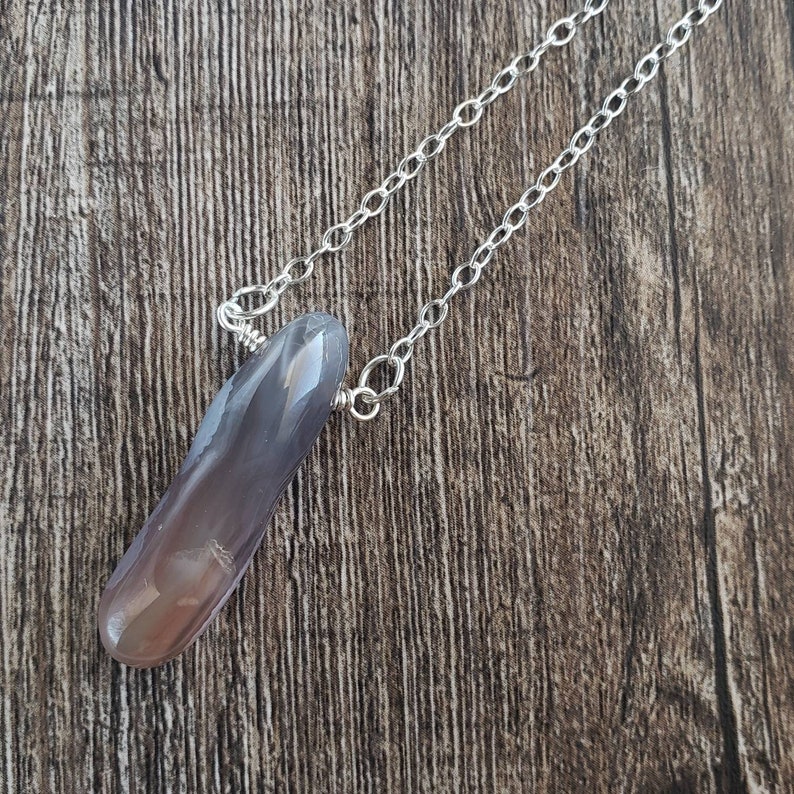 Simple Necklace Gift for Woman Agate Necklace Banded Agate Pendant Botswana Agate Pendant Necklace