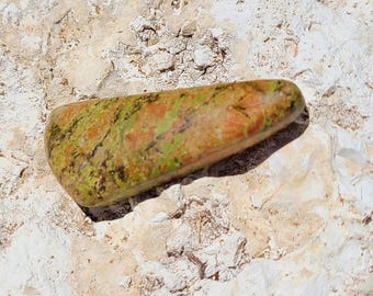 Unakite Gemstone Cabochon: Freeform Jewelry Making Stone (50mm x 22mm x 8mm)
