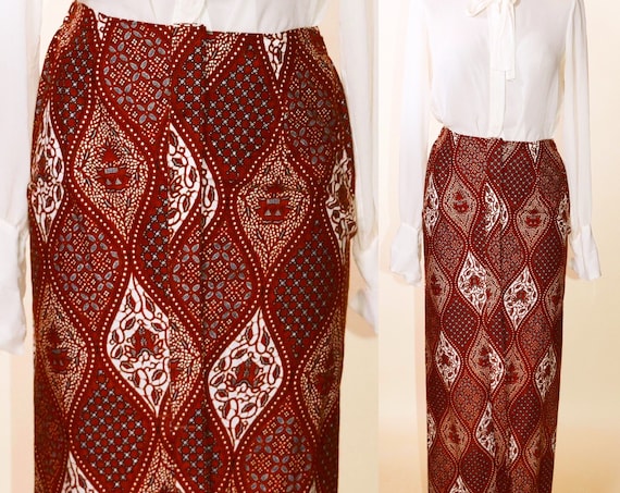 1970's handmade vintage maxi skirt paisley hippie boho patterned women's size small