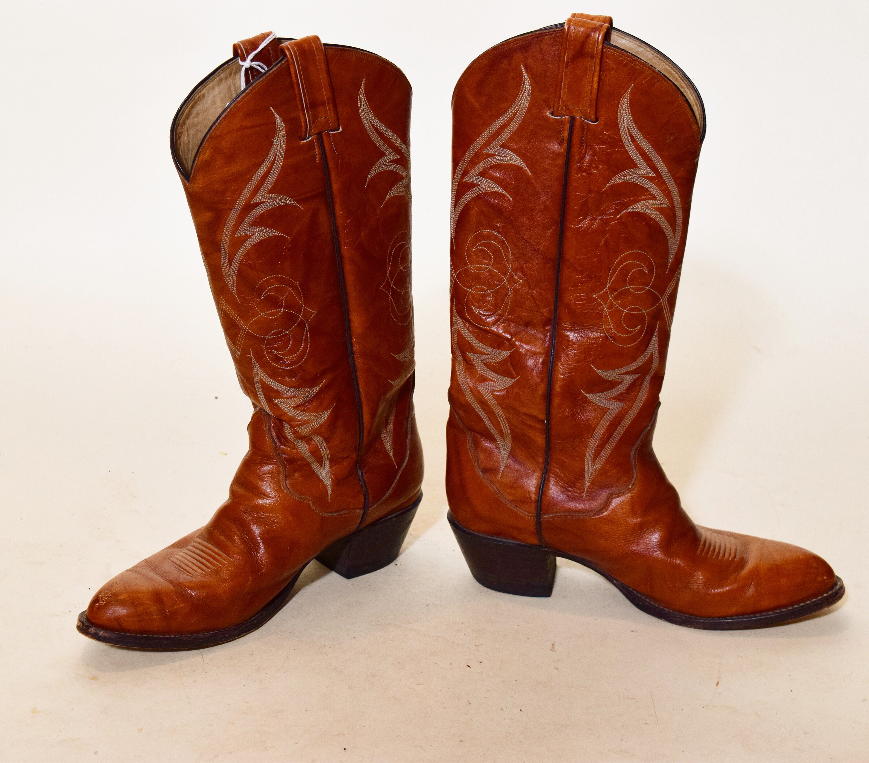 Authentic Vintage brown leather cowboy western boots women's US size 8