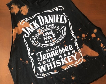 Jack Daniel's old No. 7 Brand Tennessee Whiskey classic graphic logo distressed muscle tank top women's size M/L