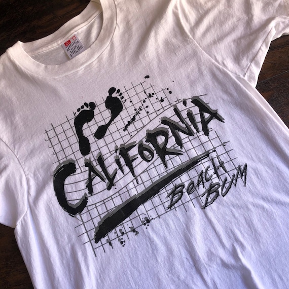 Vintage 1980's California beach bum souvenir Hanes graphic tee shirt size medium