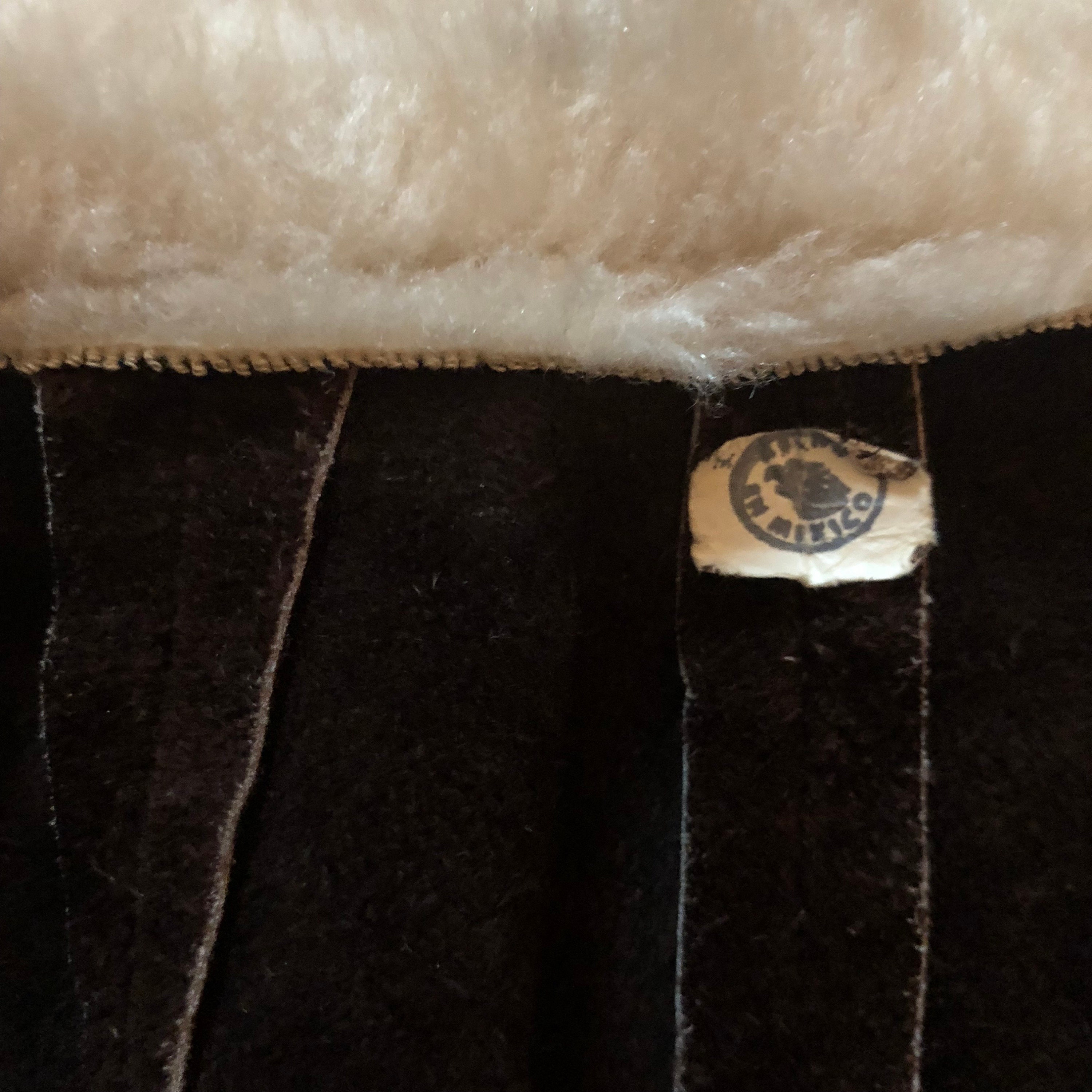 1960s-1970s vintage dark brown suede leather hippie boho cape faux fur ...