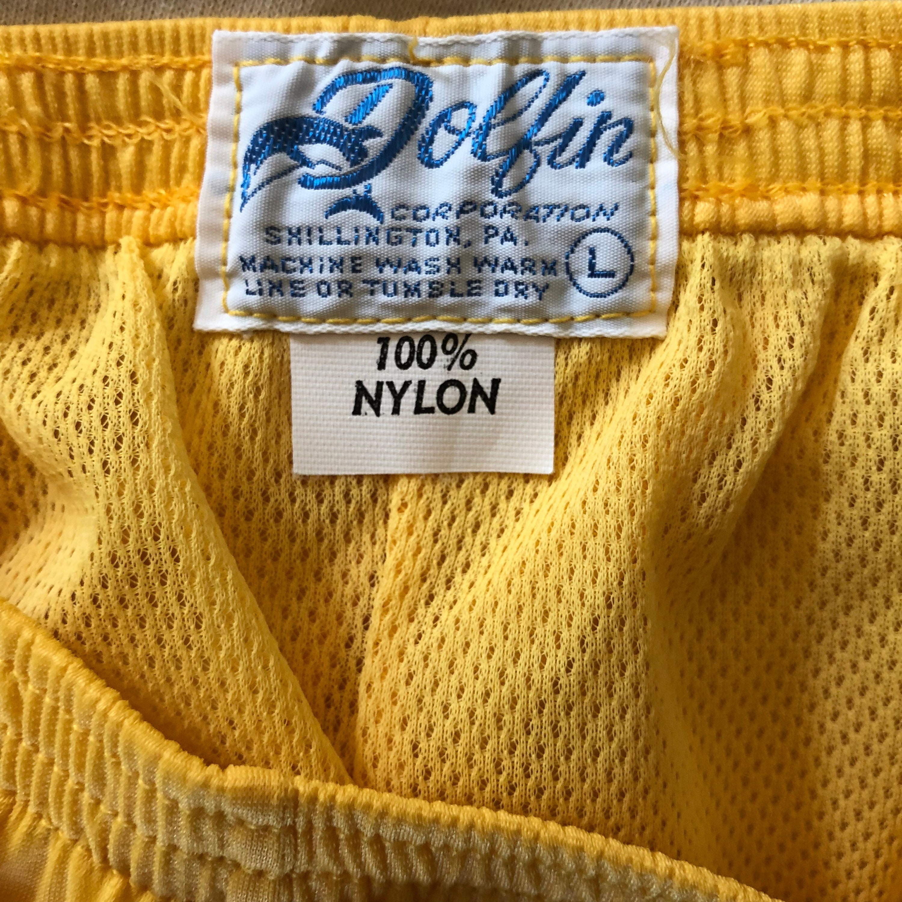 1970s authentic vintage yellow nylon high waisted running short shorts ...