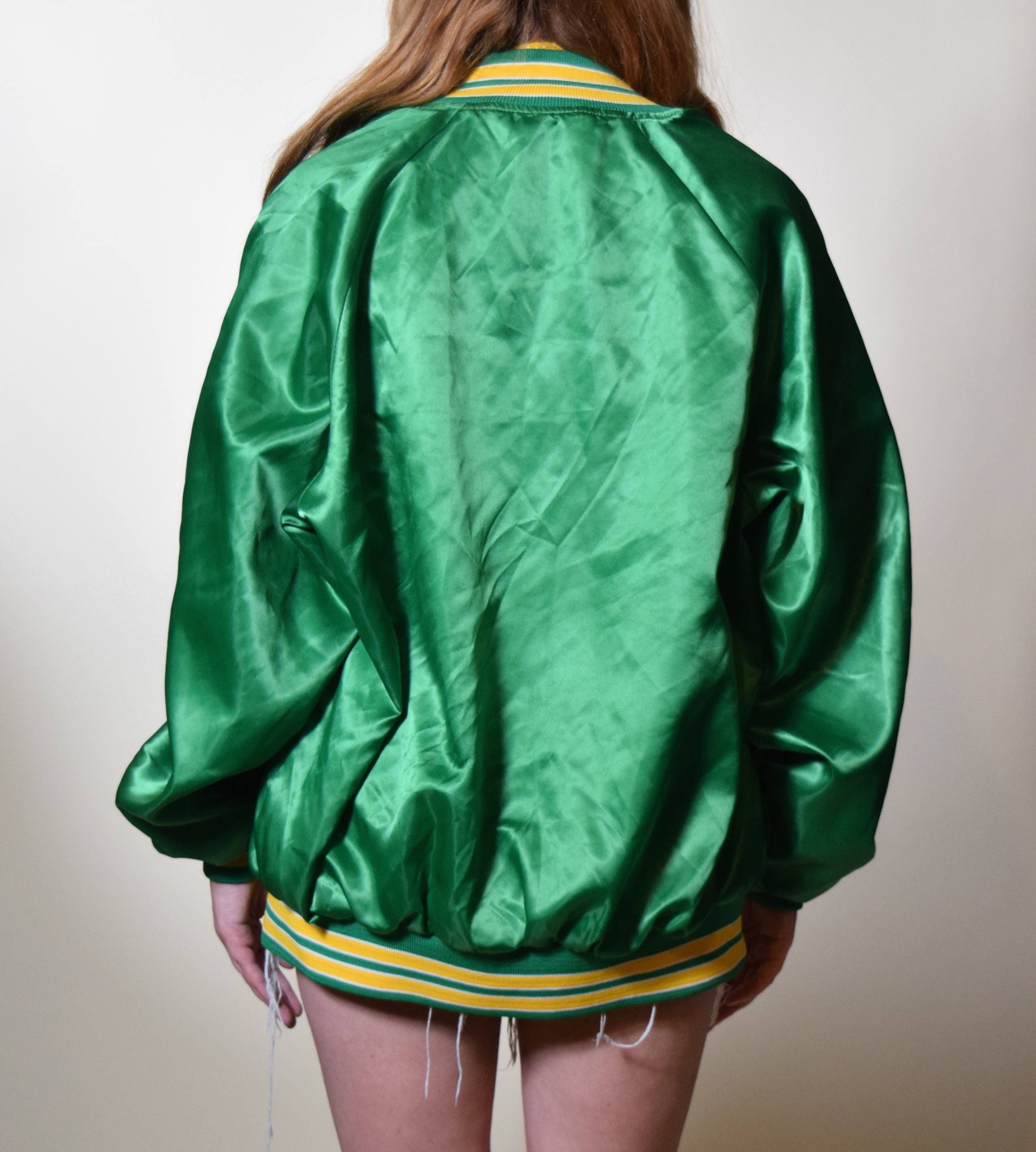 1970's authentic vintage green and yellow/gold nylon classic bomber