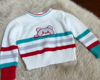 Vintage 1970s kids bear sweater 24 months. Acrylic