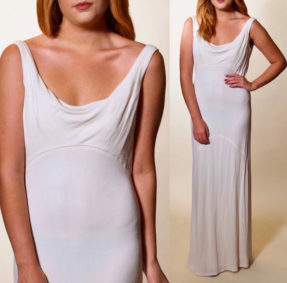 Vintage 1930s style off white a-line bias cut plun