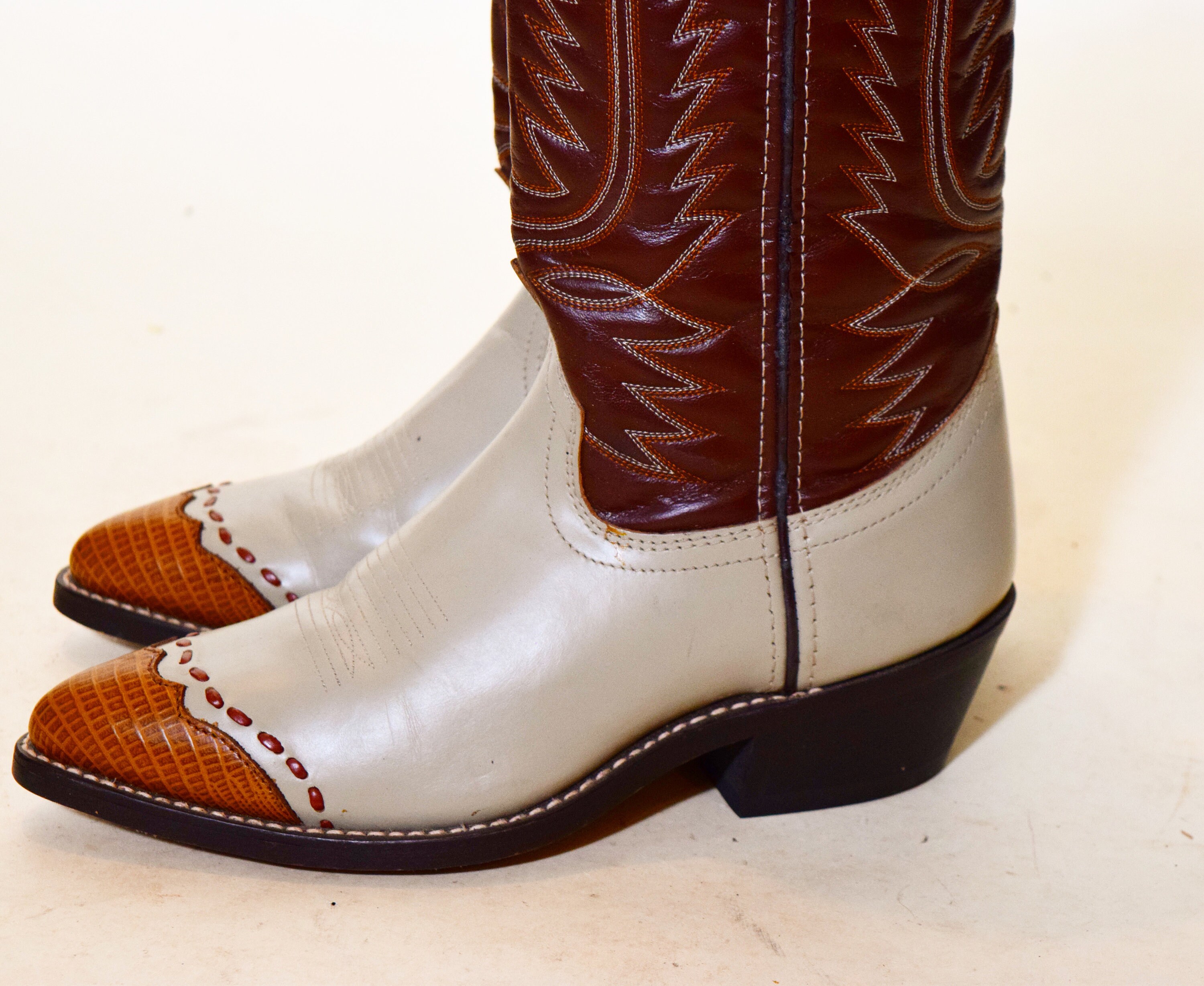 2 tone leather boots