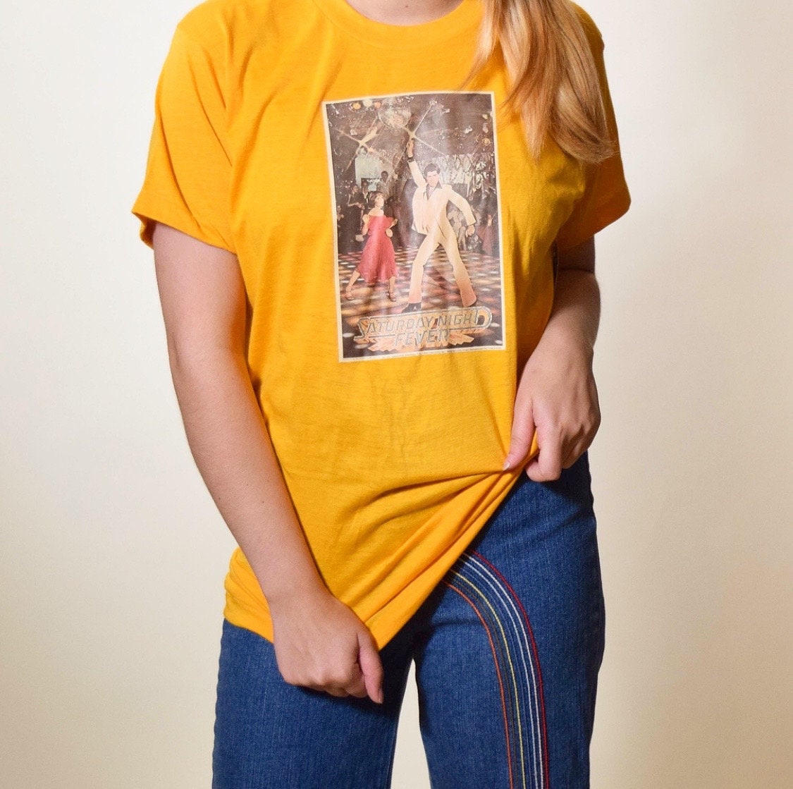 1970s authentic vintage Saturday Night Fever Disco iron on 1977 graphic