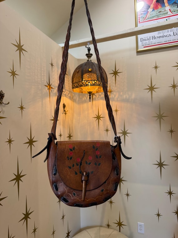 Rare hand tooled vintage purse 1970s