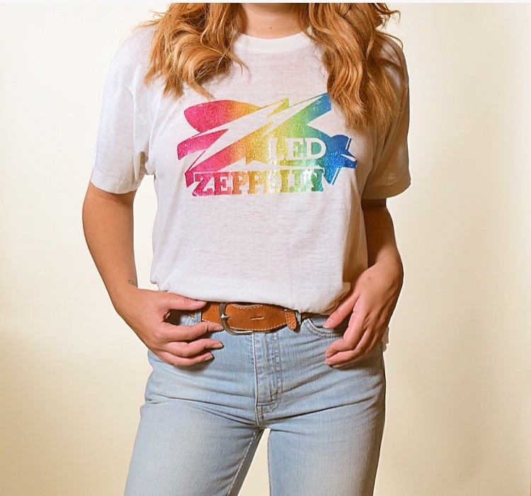 Led Zeppelin authentic 1970's vintage glitter iron on thin and soft