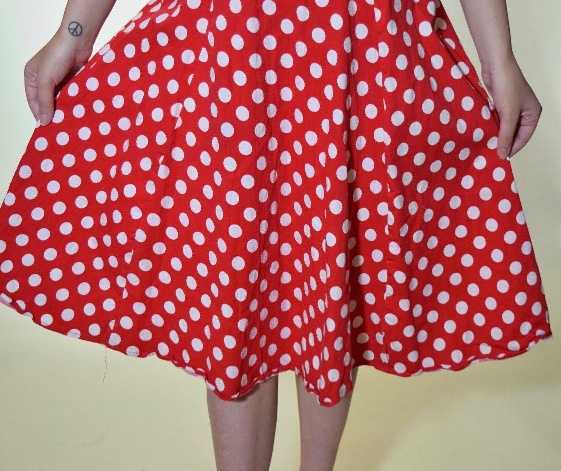 Vintage 1950s style Rockabilly classic red white polka dot halter top ...