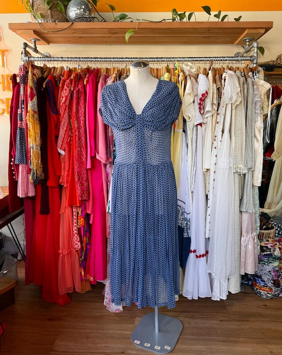 Vintage 1940s polka dot tea dress (sheer)