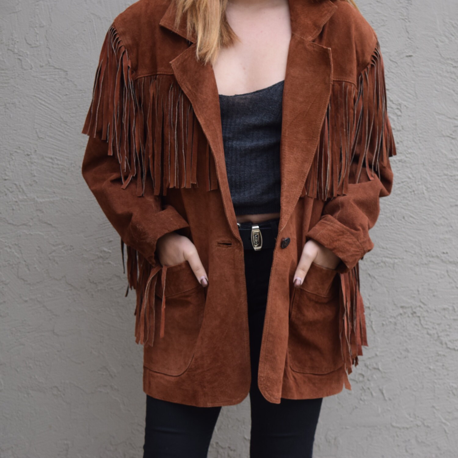 SALE Vintage 1980's Learsi women's tan brown western suede leather and ...