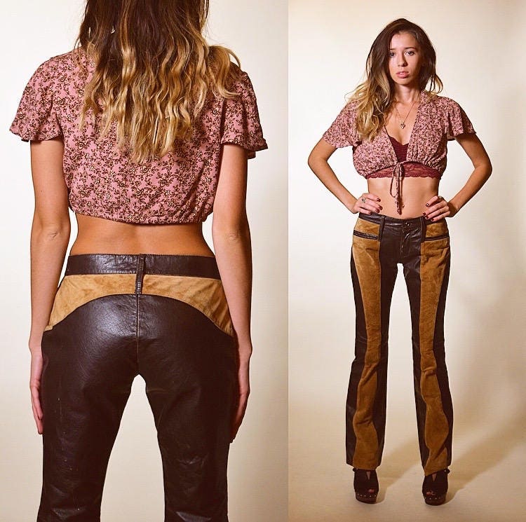 suede Rocker flared pants womens 