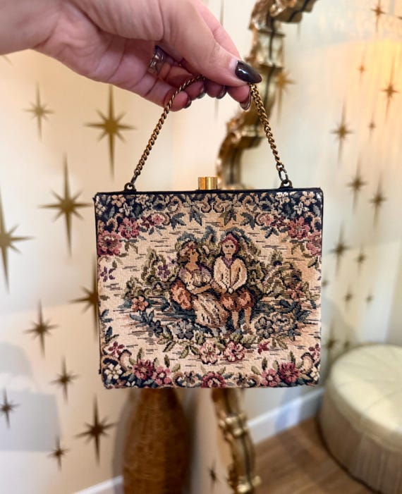 Petite needlepoint evening bag with coin purse