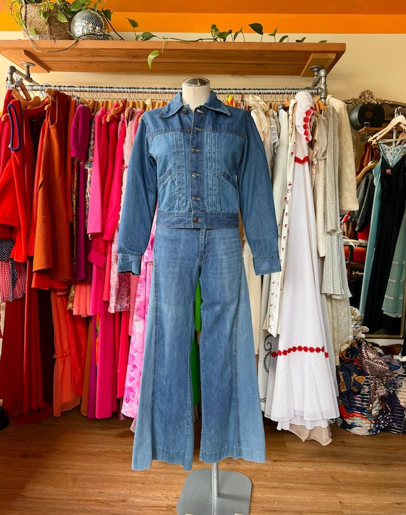 Rare denim 2 piece 1970s suit