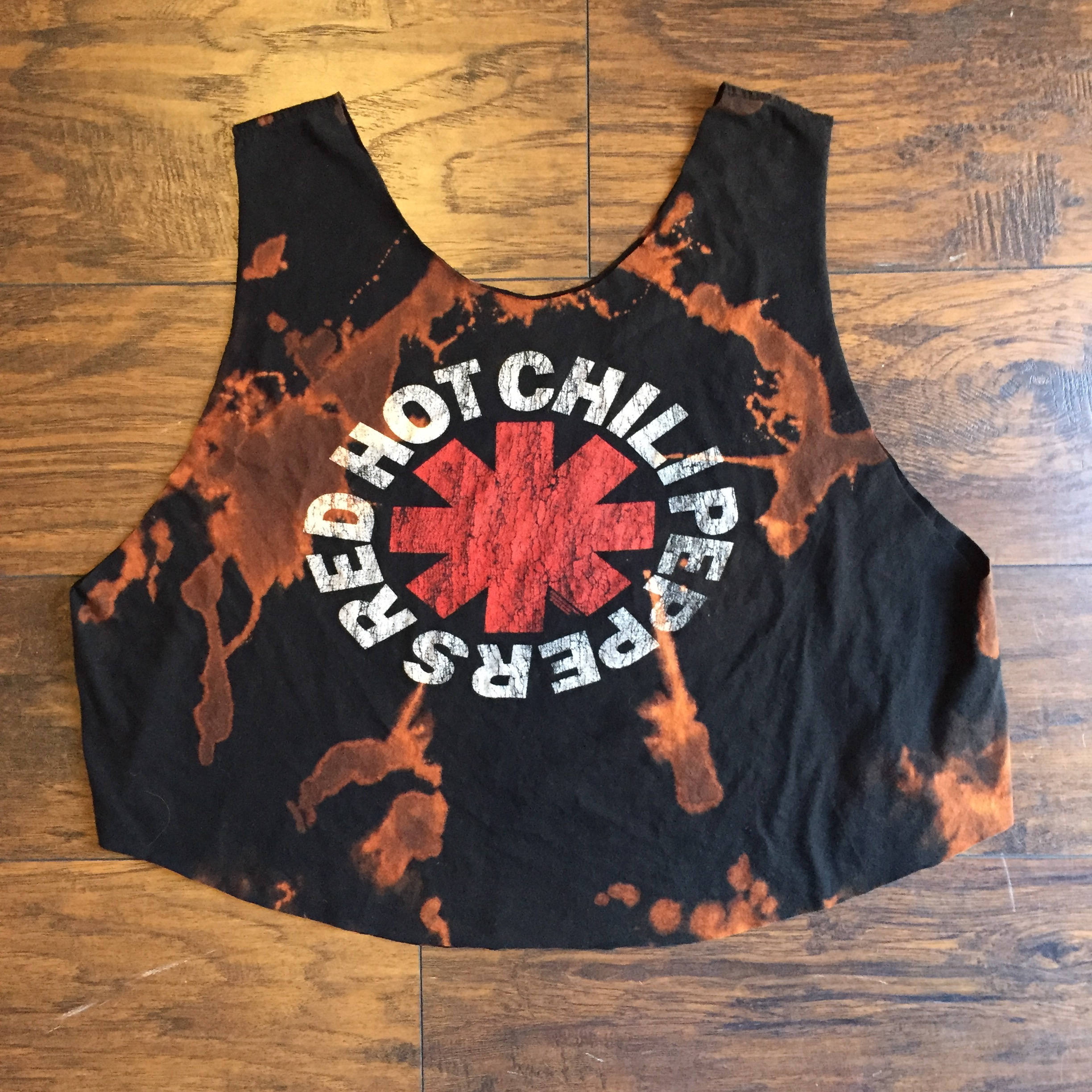 Hand distressed one of a kind Red Hot Chili Peppers acid wash