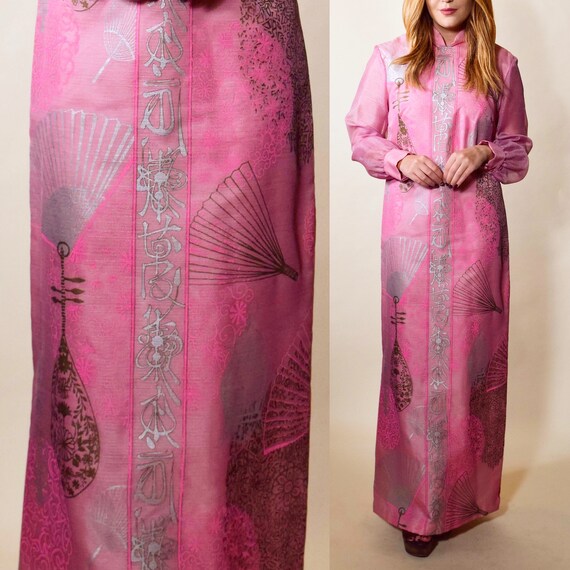 1970s rare Alfred shaheen vintage hot pink Mandar… - image 3