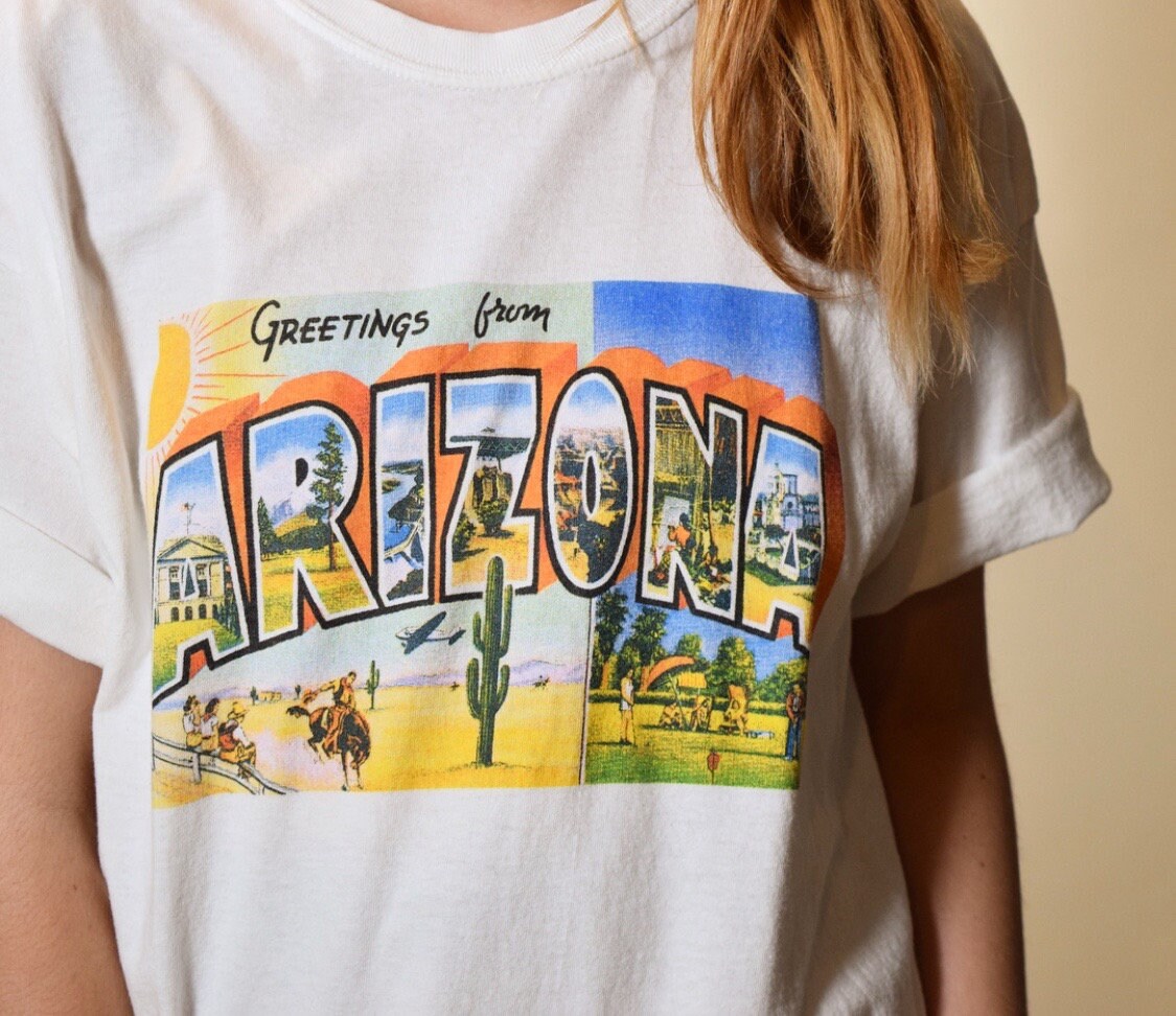 Greeting For Arizona vintage graphic tee shirt Cactus Desert style