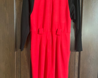 1980s red and black dress med