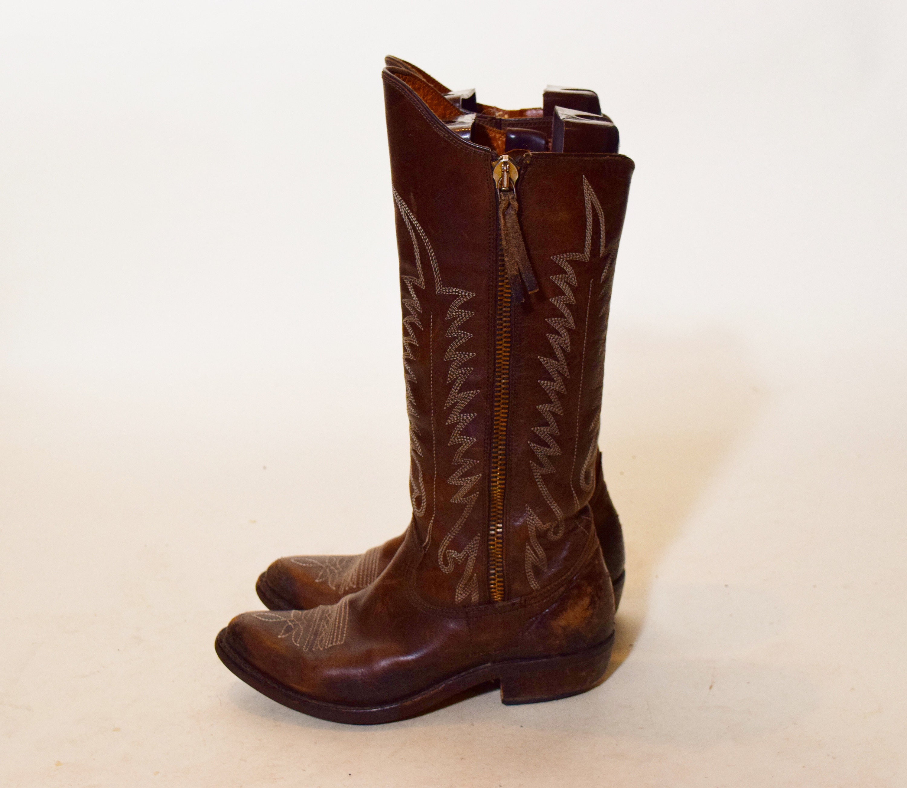 Authentic vintage rare dark brown leather Original Golden ...