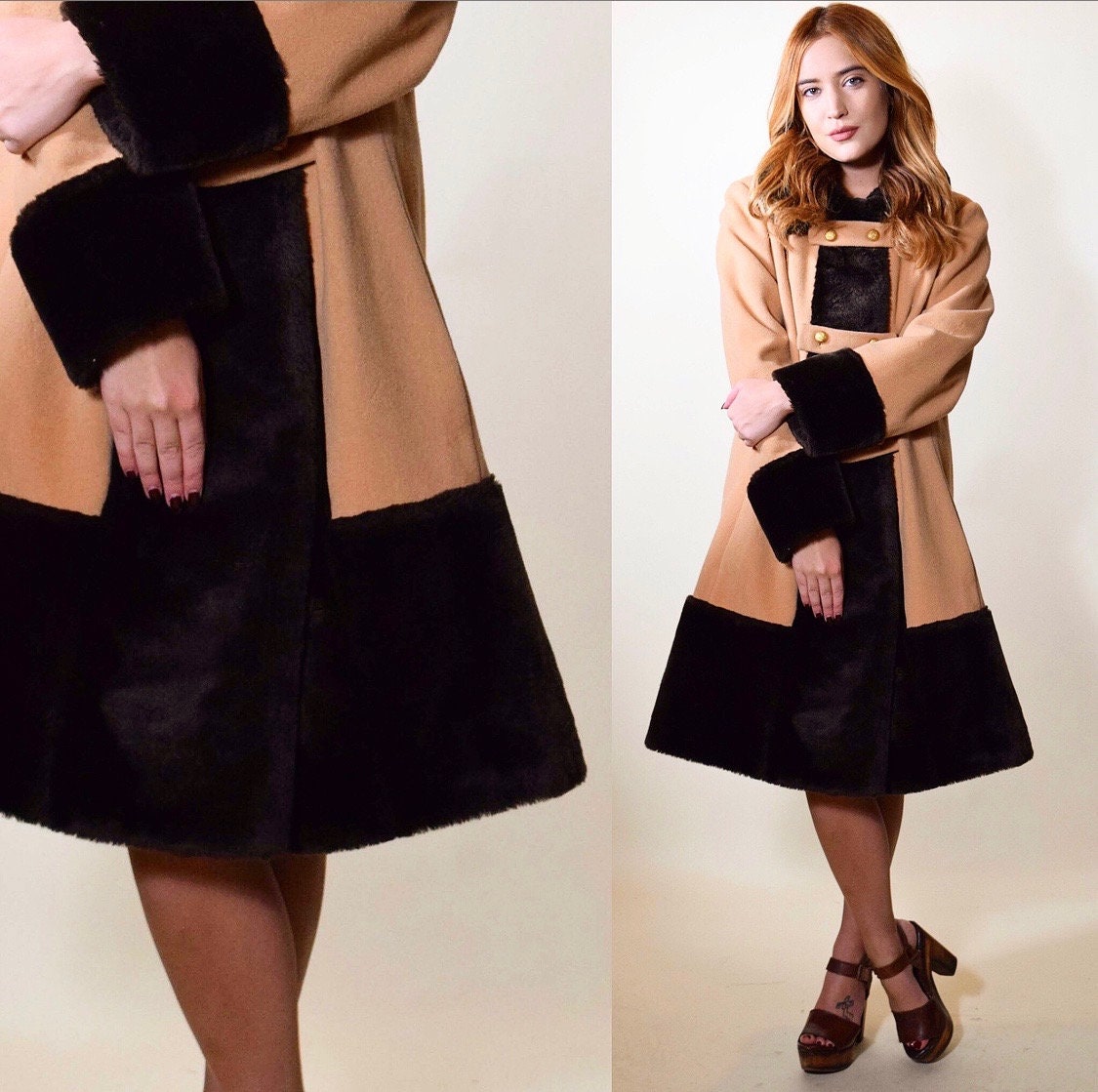 1970s authentic vintage camel double breasted trench coat ...