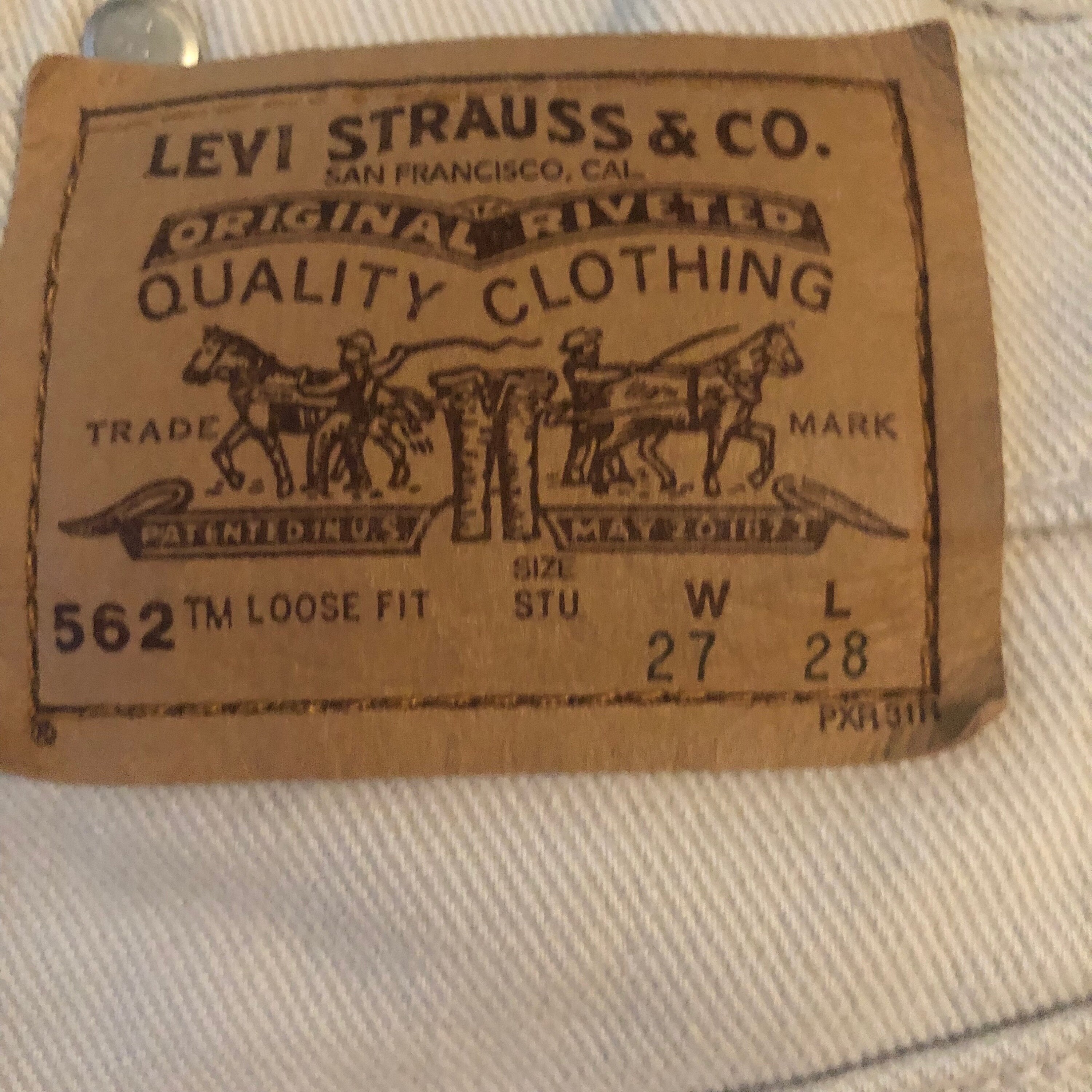 Vintage off white beige Levi's orange label cut off high aside denim