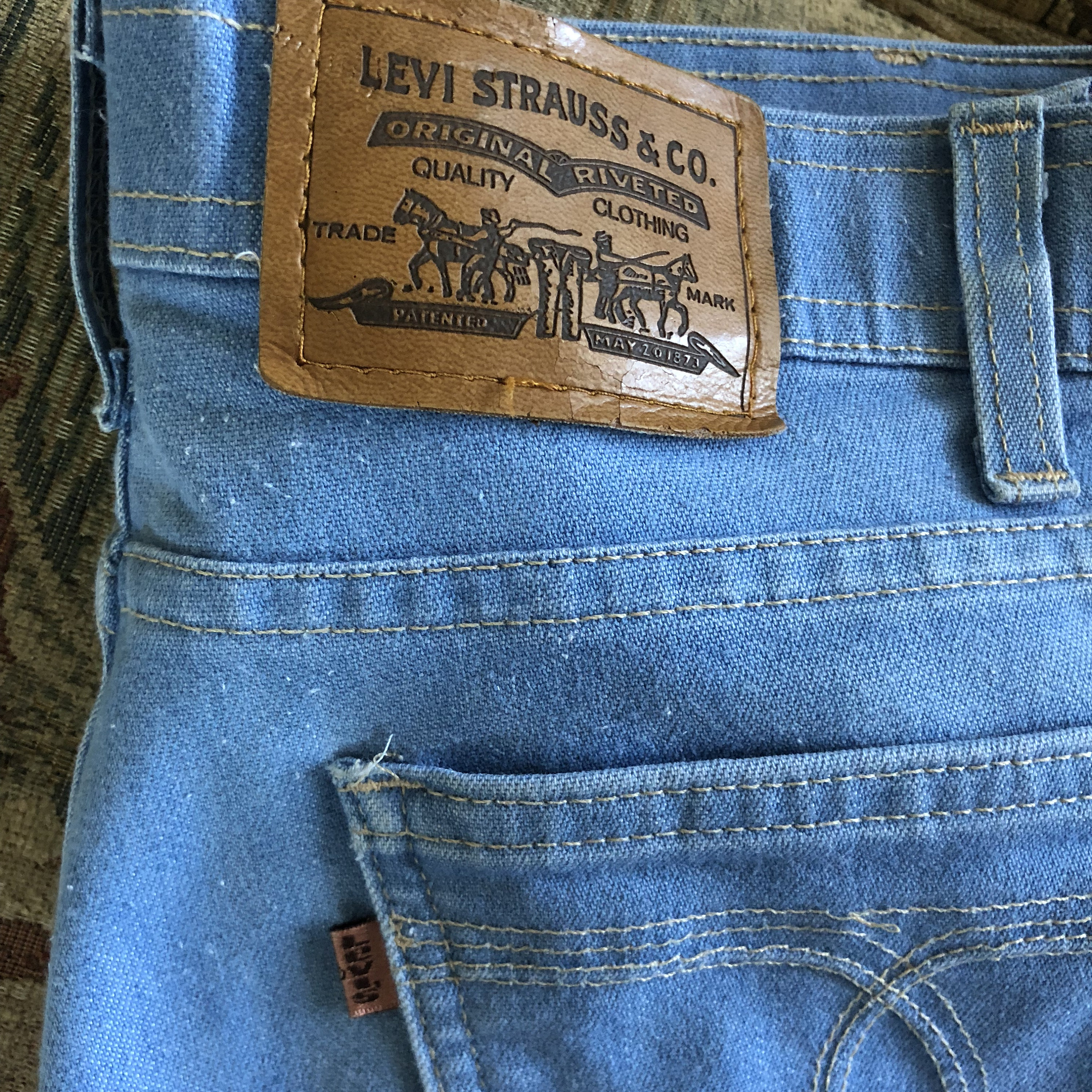 1970s classic orange label light denim Levi's bell bottoms pants men's ...