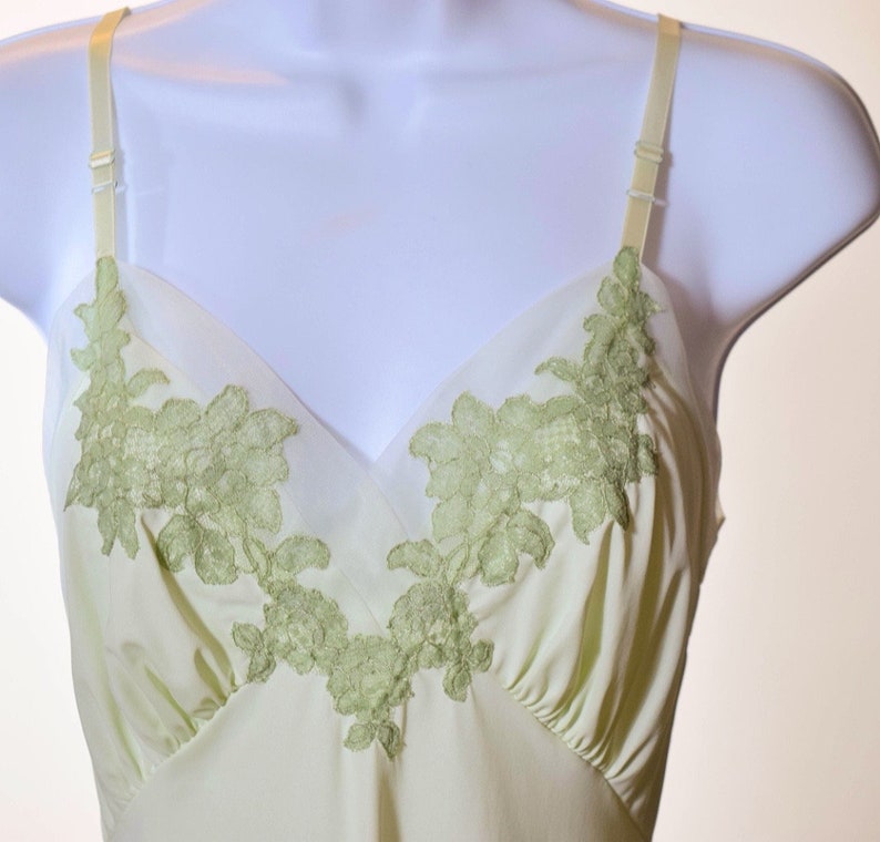 1950s authentic vintage seafoam green lace chiffon classic nightie nightgown babydoll slip dress women/'s size medium