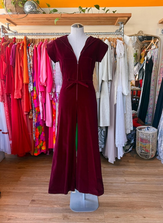 1970s maroon hooded jumpsuit - Charlie’s angel
