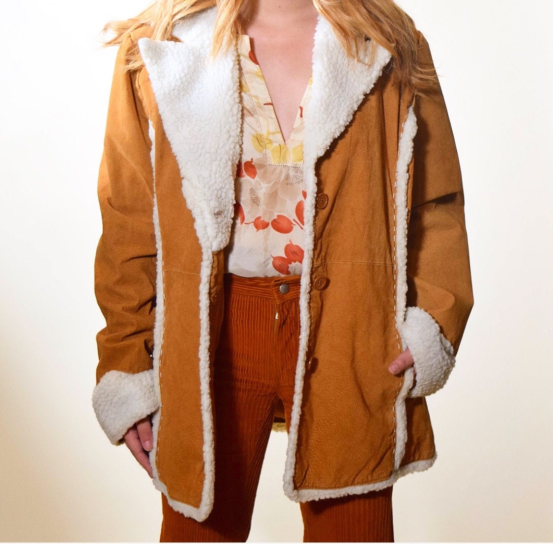 Vintage Suede Leather Faux Sherpa Lined Retro Jacket Women s Size Large vintage-suede-leather-faux-sherpa-lined-retro-jacket-women-s-size-large