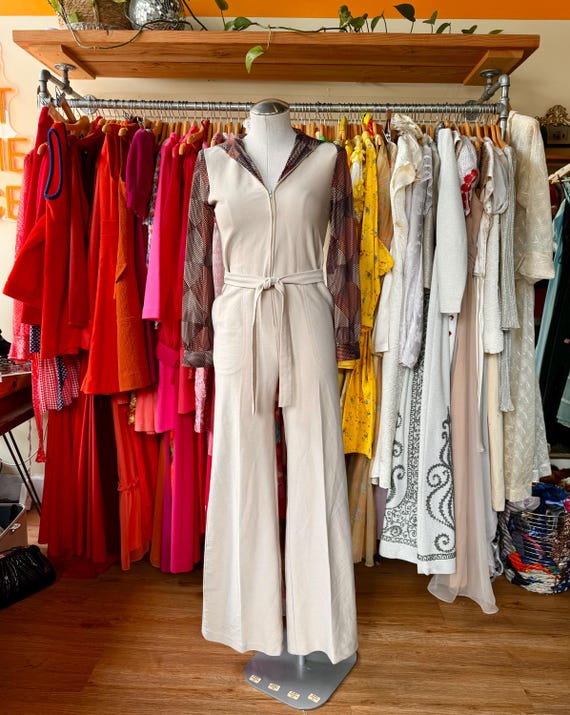 Rare 1970s hooded polyester jumpsuit