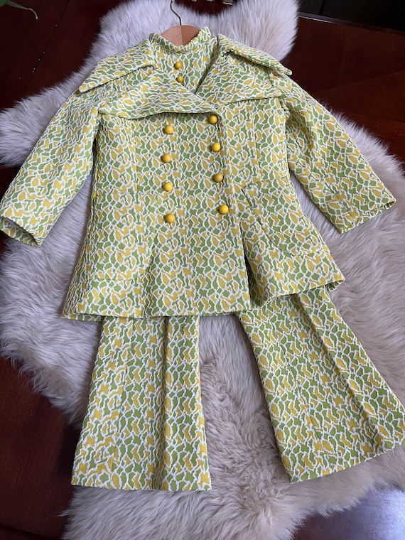 1970s 3-piece groovy girls pantsuit size 4/5 polye