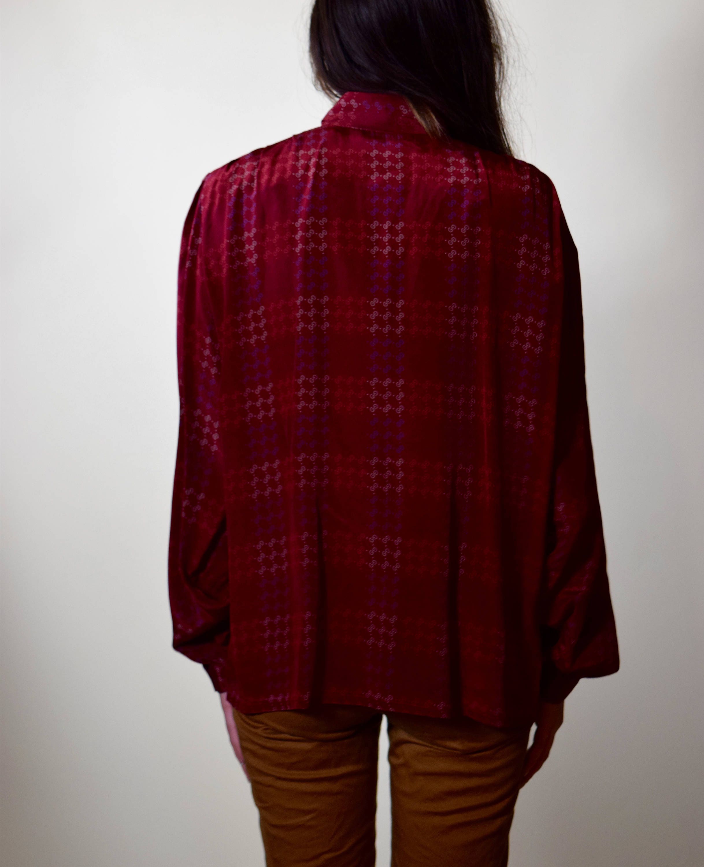 RARE 1970's authentic vintage G. Gucci button down blouse with neck tie