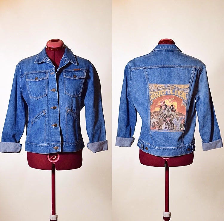 Grateful Dead upcycled vintage 1970's Wrangler denim jacket with ...