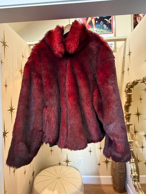 Rare 1980s men’s faux fur jacket international male brand. Large XL