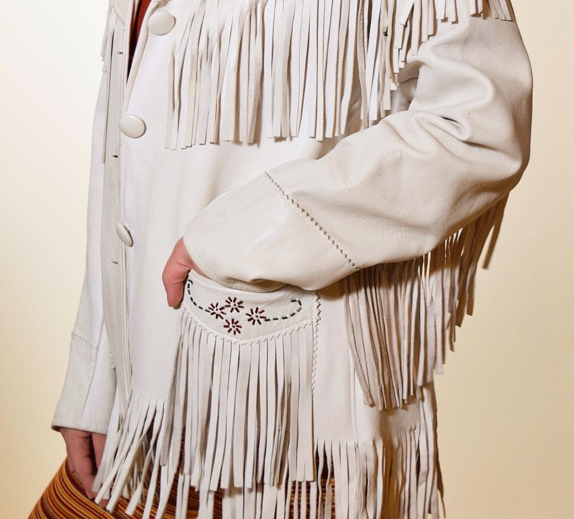 vintage 1950s rockabilly fringe leather western hippie butterfly beaded