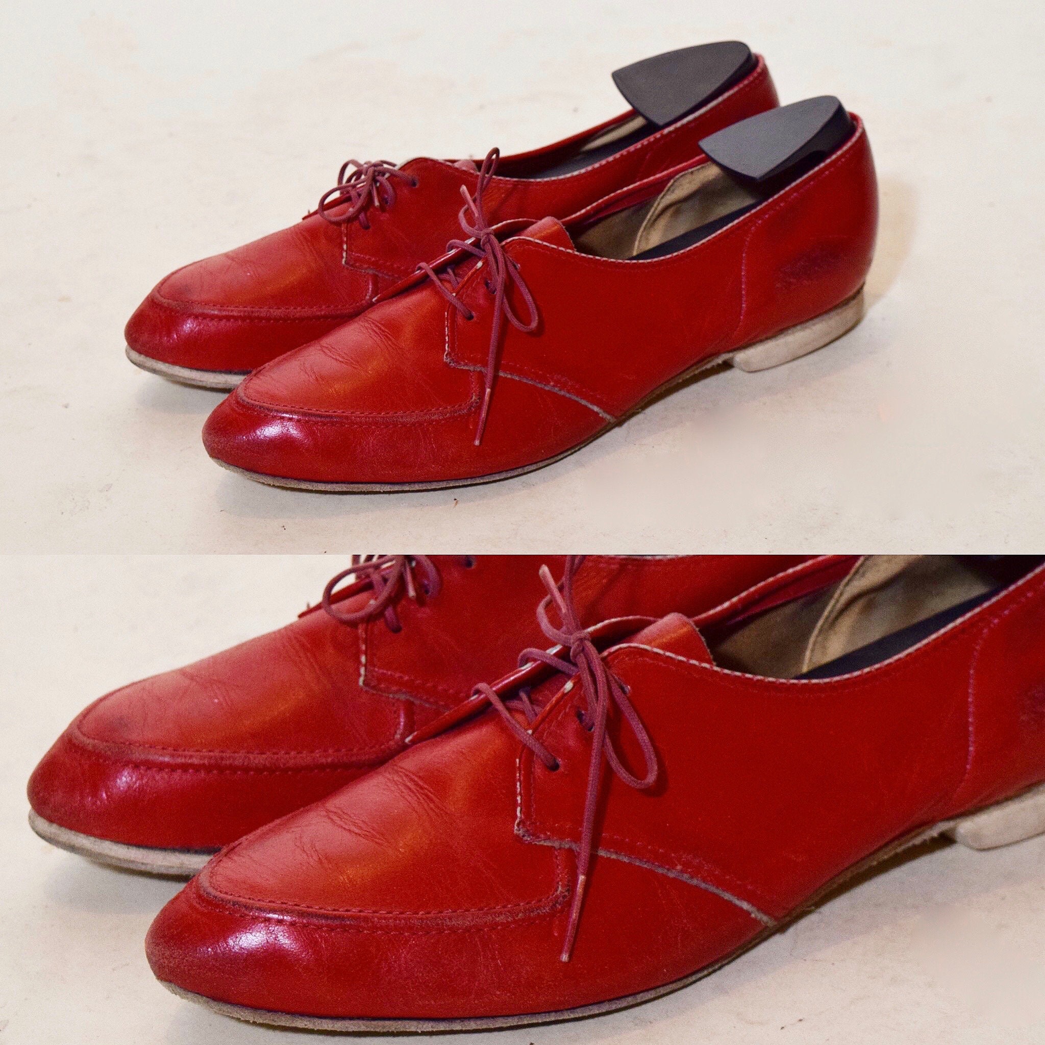 1950s authentic vintage rockabilly style red leather bowling shoes ...