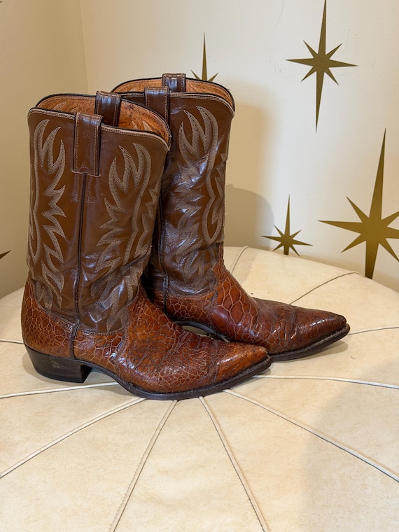 Rare Justin Exotic cowboy boots 1970s brown men’s 9