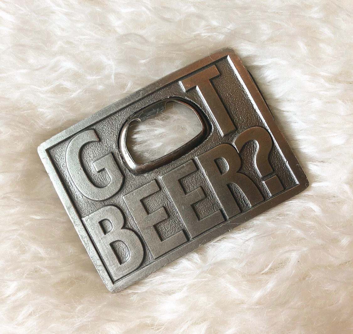 Authentic vintage GOT BEER? belt buckle with bottle opener O Made in USA